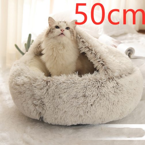 2 In 1 Dog And Cat Bed Pet Winter Bed Round Plush Warm Bed House Soft Long Plush Pets Bed Pet Products - Image 8