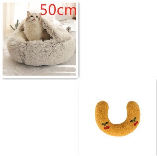 2 In 1 Dog And Cat Bed Pet Winter Bed Round Plush Warm Bed House Soft Long Plush Pets Bed Pet Products - Image 6