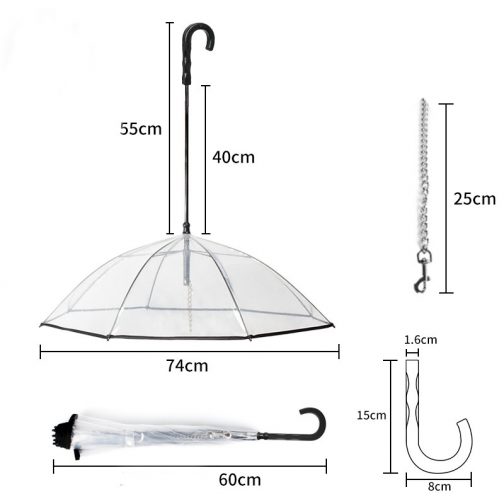 Dog's Transparent Umbrella With Traction Chain Removable Umbrella Pet Products - Image 6