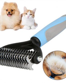 Grooming Brush For Pet Dog Cat Deshedding Tool Rake Comb Fur Remover Reduce 2-Side Dematting Tool For Dogs Cats Pets Grooming Brush Double Sided Shedding And Dematting Undercoat Rake Hair Removal Comb