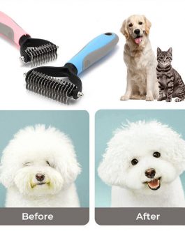 Grooming Brush For Pet Dog Cat Deshedding Tool Rake Comb Fur Remover Reduce 2-Side Dematting Tool For Dogs Cats Pets Grooming Brush Double Sided Shedding And Dematting Undercoat Rake Hair Removal Comb