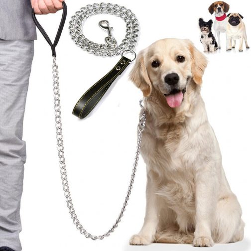 1PCS 1.2m Metal Chain Dog Lead Pet Puppy Leash Long Heavy Duty Anti-Chew Control - Image 3