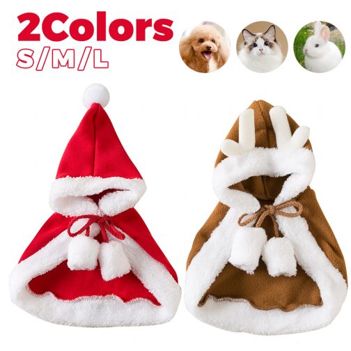 Cat Christmas Outfits, Dog Cat Santa Claus Outfit, Soft And Thick Xmas Cape With Hat, Christmas Cat Dog Costume Pet Cape, Cat Christmas Costumes For Cats, Medium Cat Cape For Cats - Image 8