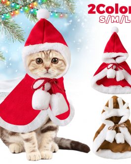 Cat Christmas Outfits, Dog Cat Santa Claus Outfit, Soft And Thick Xmas Cape With Hat, Christmas Cat Dog Costume Pet Cape, Cat Christmas Costumes For Cats, Medium Cat Cape For Cats