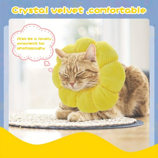 Cat Small Dog Recovery Collar, Cute Sunflower Neck Cone After Surgery, Adjustable Pet E Collar, Wound Healing Protective Cone Surgery Recovery Elizabethan Collars For Small Pets - Image 3