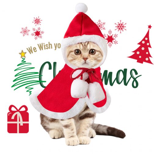Cat Christmas Outfits, Dog Cat Santa Claus Outfit, Soft And Thick Xmas Cape With Hat, Christmas Cat Dog Costume Pet Cape, Cat Christmas Costumes For Cats, Medium Cat Cape For Cats - Image 9