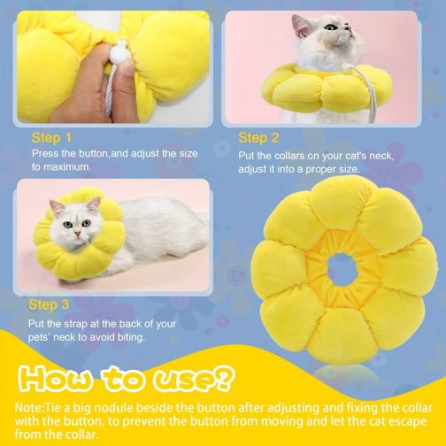 Cat Small Dog Recovery Collar, Cute Sunflower Neck Cone After Surgery, Adjustable Pet E Collar, Wound Healing Protective Cone Surgery Recovery Elizabethan Collars For Small Pets - Image 8